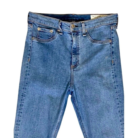 Rag & Bone High Waisted Raw Frayed Step Hem Stretch Skinny Jeans Light Wash 30 - Picture 3 of 11